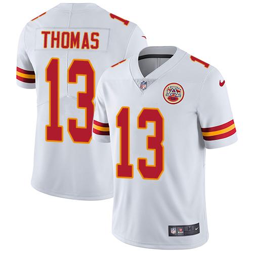Nike Chiefs #13 De'Anthony Thomas White Men's Stitched NFL Vapor Untouchable Limited Jersey - Click Image to Close